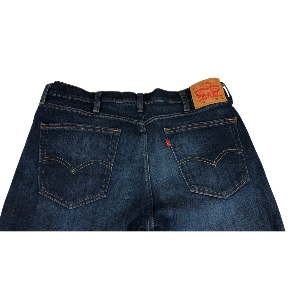 Levis 514 Straight Fit Mens Dark Wash Indigo Denim Jeans W38 L30 Red R Tab - Picture 6 of 11